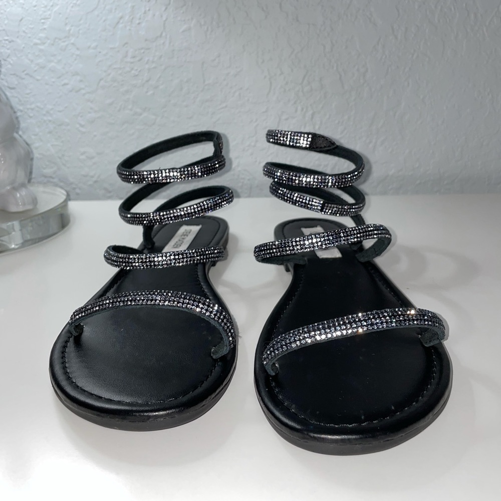 Steve Madden Azaria Rhinestone coiled sandals in black